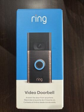 Amazpn Ring Video Doorbell - Black and Bronze with Blue Accent